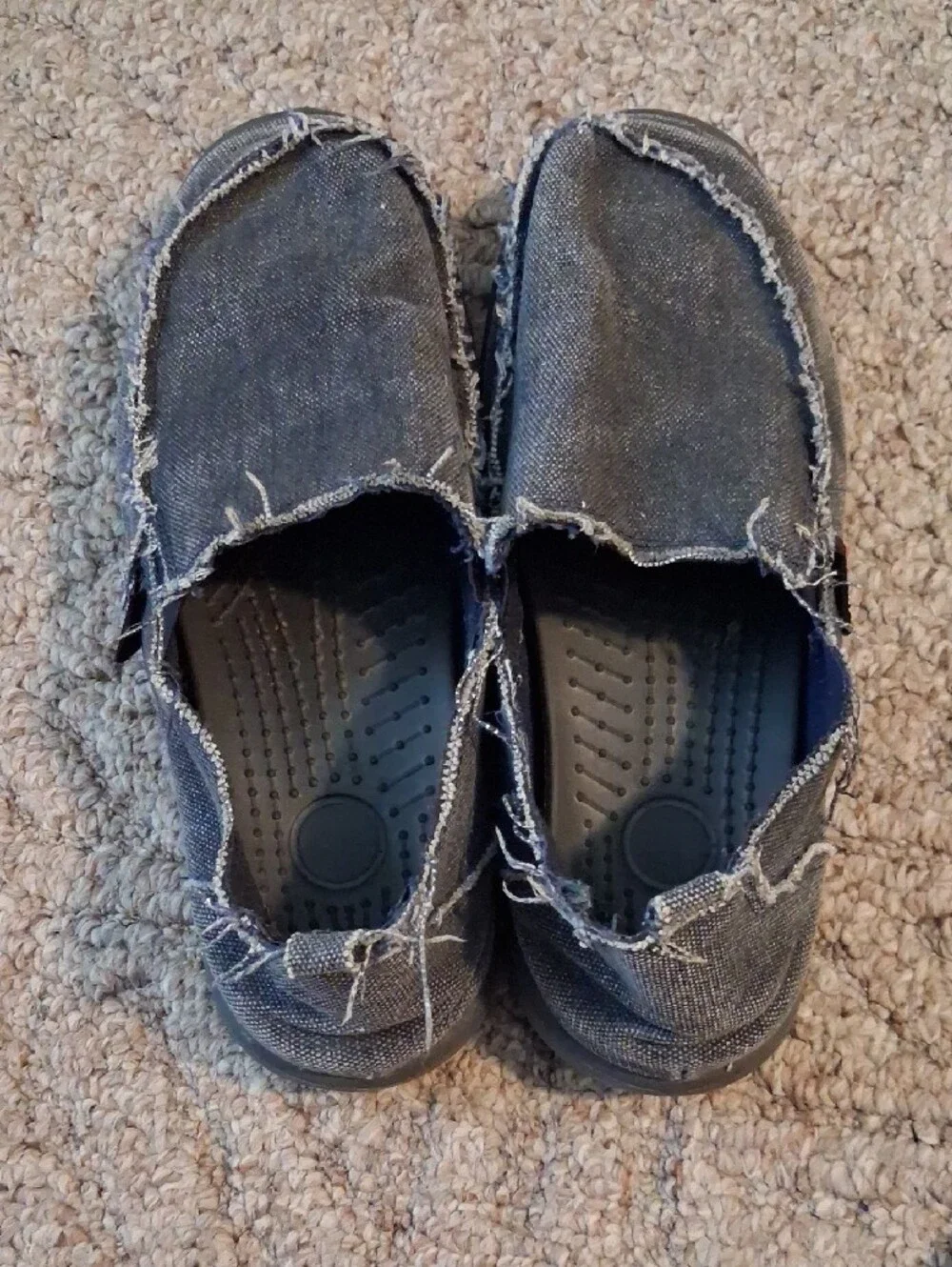 Sky Men's Gray Frayed Canvas Slip-On Loafers